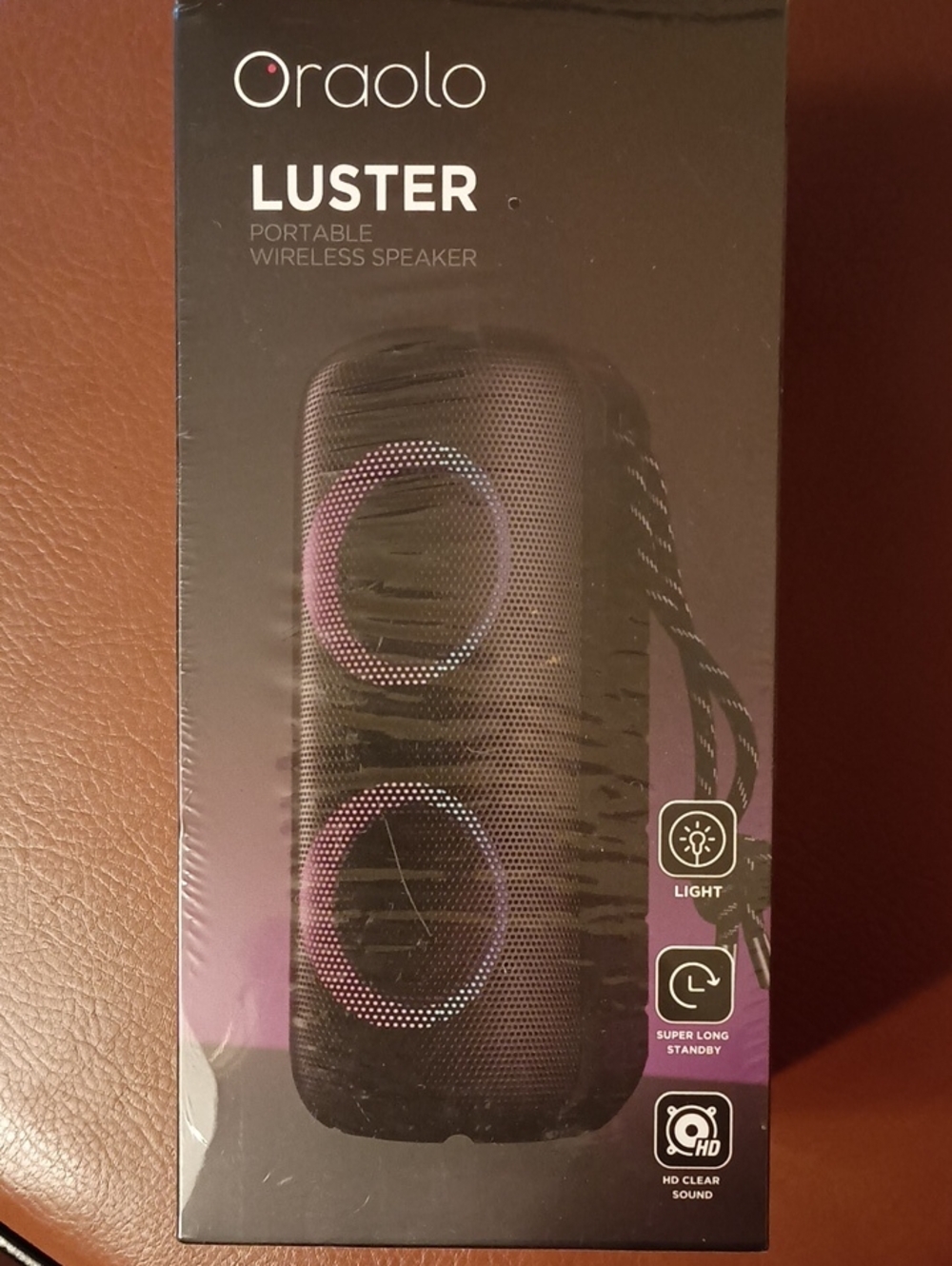 Luster Portable Wireless Speaker - Black with Purple LED, NWT